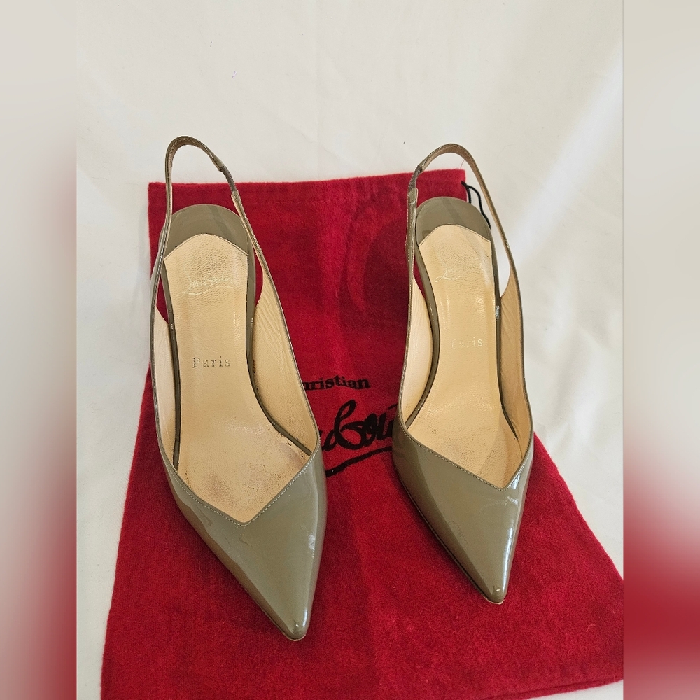 Christian Louboutin Olive Slingback Heels - Picture 4 of 7